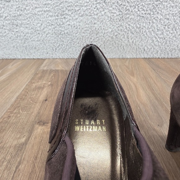 Stuart Weitzman Brown Suede Ankle Shootie Block Heel Women's Size 8.5 M - Picture 6 of 13